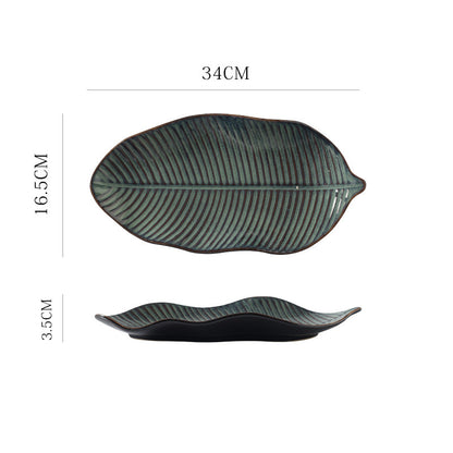 Japanischer Fisch, kreatives Blatt, Abendessen, Haushaltsofen, Keramik-Essteller