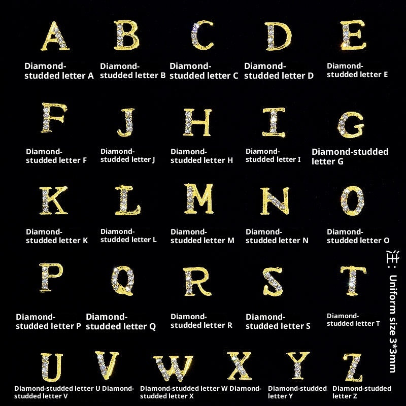 26 Buchstaben Legierung Nagelornament Nagelkristall