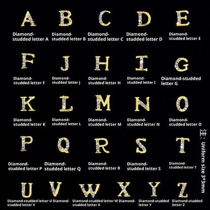 26 Buchstaben Legierung Nagelornament Nagelkristall