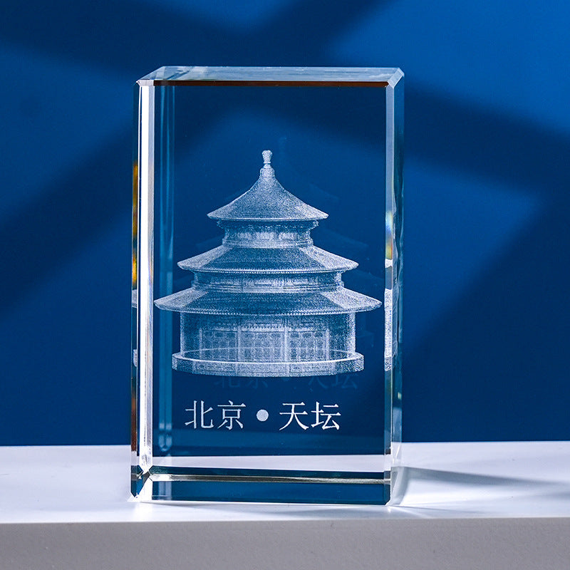 Interior Carving 3D Animal Series Crystal Statue Tourist Souvenir