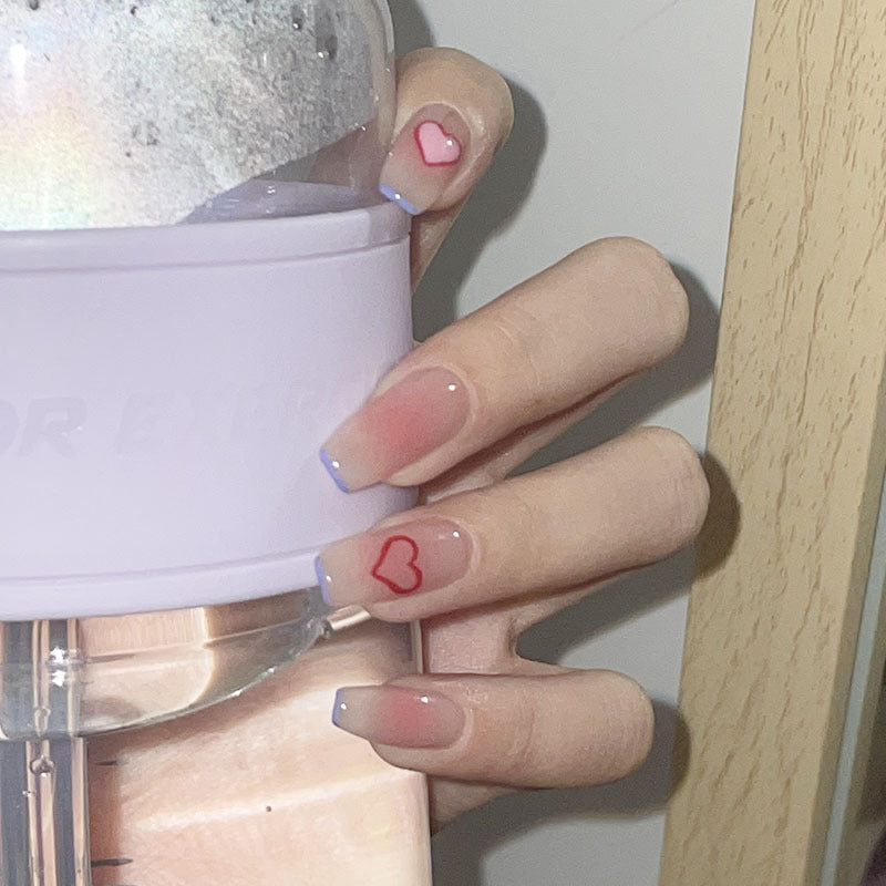 Modische, tragbare künstliche Fingernägel in Blau und Graffiti-Muster