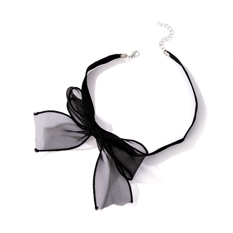 Bowknot Cute Black Net Yarn Necklace Jewelry