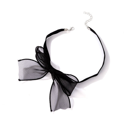 Bowknot Cute Black Net Yarn Necklace Jewelry