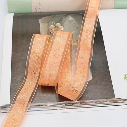 Textured Rose Jacquard Snow Yarn Ribbon Holder Ribbon Diy Butterfly Companion Hand Gift Ribbon Ornament Material