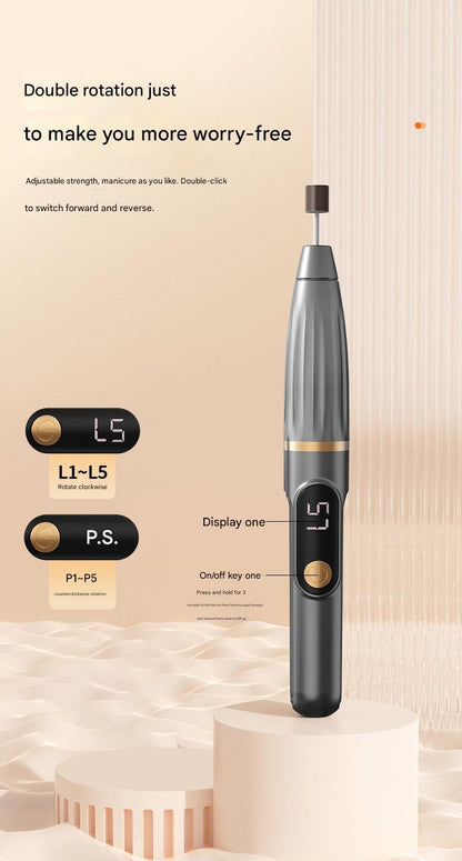 Elektrische Nagelfeile, kompaktes Nagelentfernungswerkzeug, tragbarer elektrischer Nagelknipser mit LCD-Display, elektrischer Nagelpuffer 