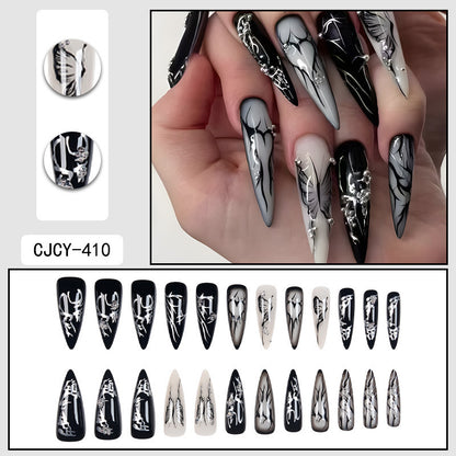 Dark Cool Spicy Punk European And American Nail Sticker Love Butterfly Wearable Fake Nails