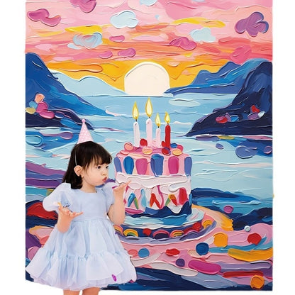 Birthday Party Layout Cake Hanging Cloth Children Background Wall