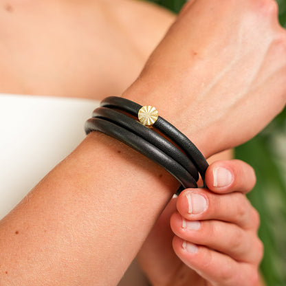 Sparkling Sunrays Charm 6 mm for Classic Leather Bracelet – Gold-Plated Sterling Silver