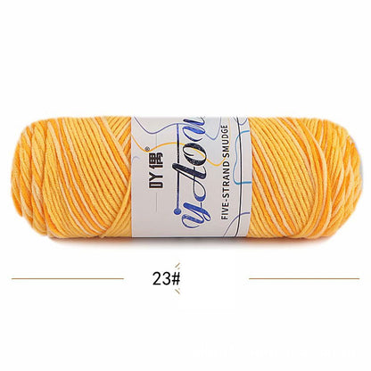 5Strands Milk Cotton Medium Thick Tie-dye Smudge Dyed Yarn