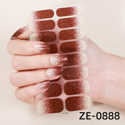 Nagelsticker mit Farbverlauf und Zwiebelpuder-Optik (French Nail Applikation)