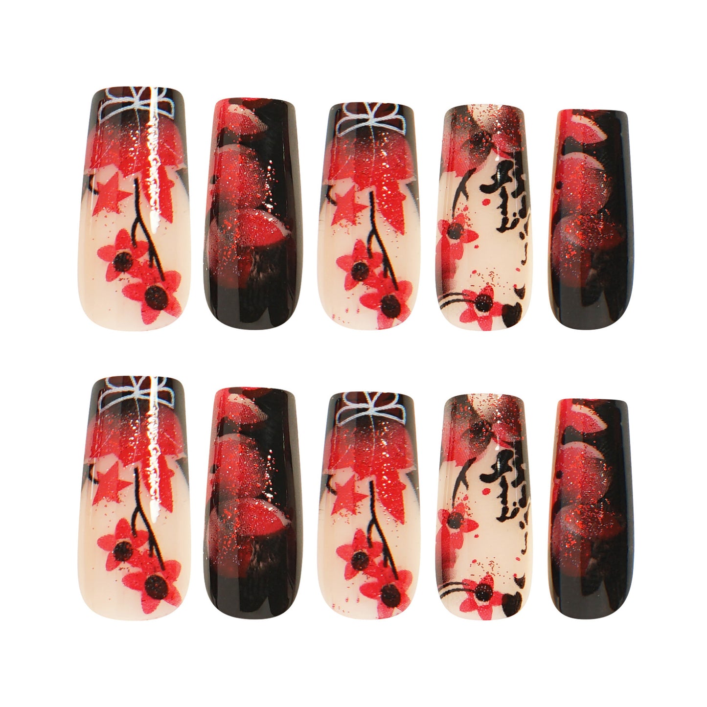 Nagelkunst-Stempelplatten aus recycelten Wasserrohren – Weinrotes Blumenmuster