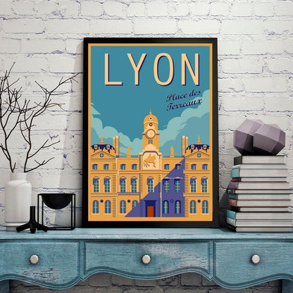 Lyon Kunst Wandposter Vintage-Reisen durch Frankreich