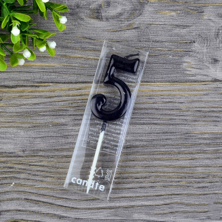 Factory Wholesale 0 To 9 Gold-plated Black Candle Creative Smokeless Birthday Digital Candle PVC Boxed Digital