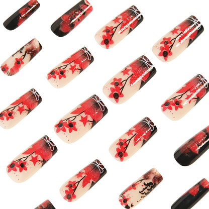 Nagelkunst-Stempelplatten aus recycelten Wasserrohren – Weinrotes Blumenmuster