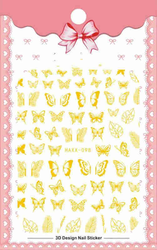 Schwarze Schmetterlings-Nagelaufkleber, weiße Blumen-Klebe-Maniküre