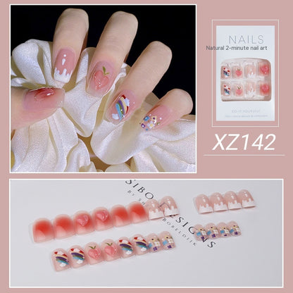 Nail Beauty New Hand-painted Fake Nail Tip Tulip Patch