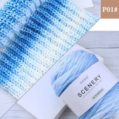 Segment Dyed Rainbow Color Gradient Hand-woven Diy Thread Clothes Scarf Hat Cake Yarn