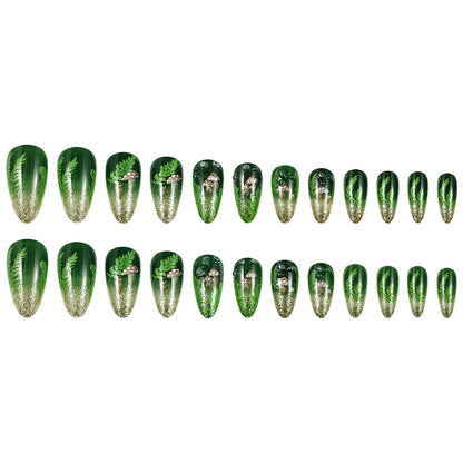 Grüner, tiefer Waldpilz-Nagelsticker für europäische und amerikanische Anwender, abnehmbar