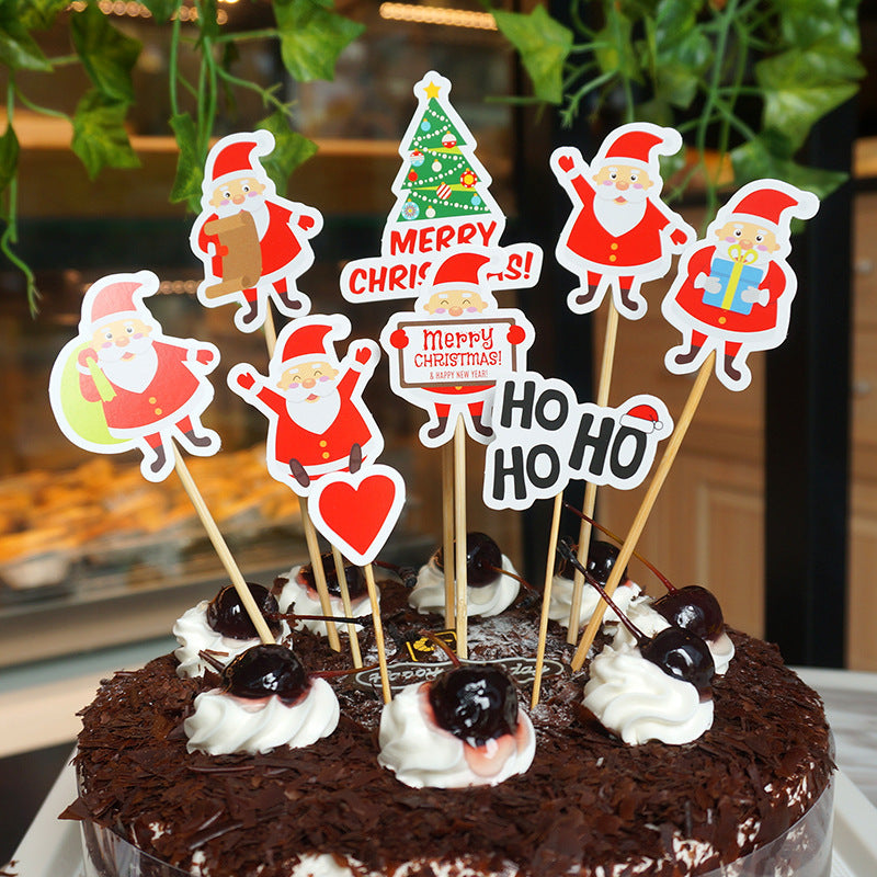 9-teiliges Set mit Cartoon-Weihnachtsmann-Kuchenkarten zur Dekoration