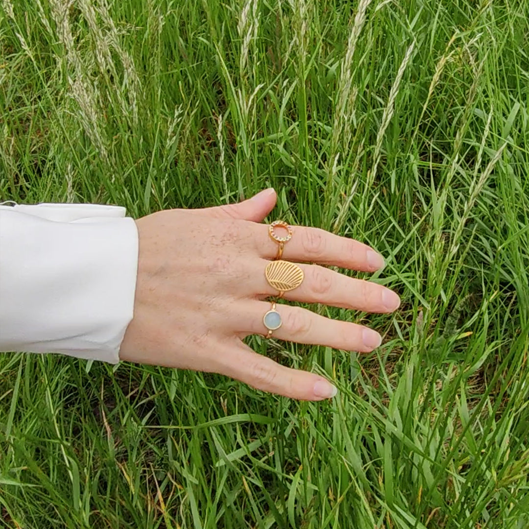 World Goals Ring - Polished Sterling Silver with 17 Multi color Multi stone