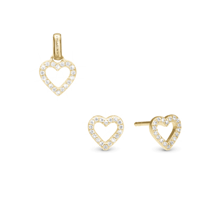 CHRISTINA Shimmery Heart sæt, Gold Plated
