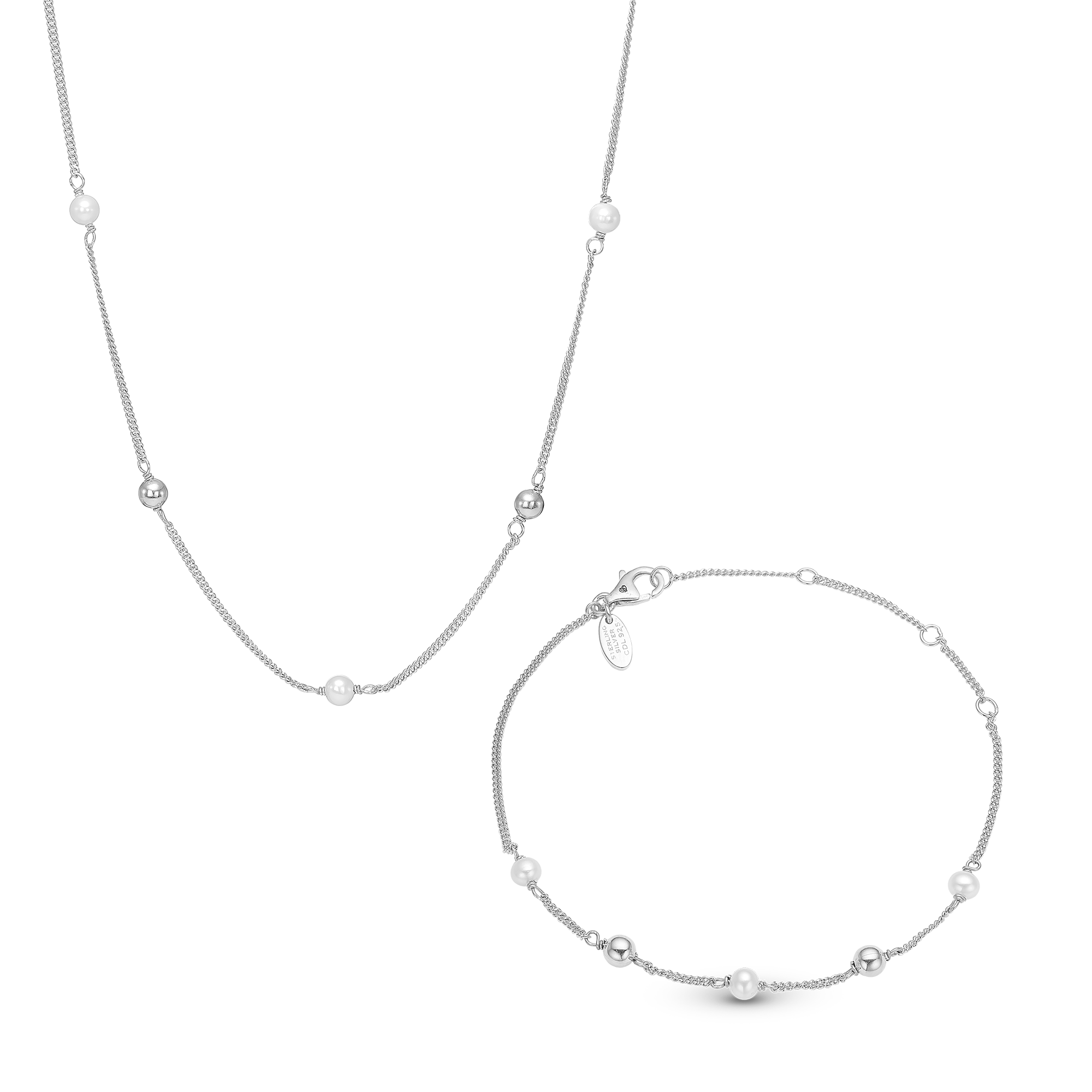 Fresh Water Pearls sæt, Silver