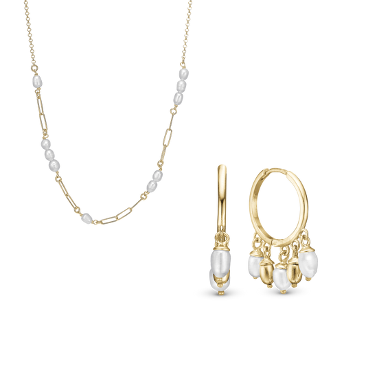 Eternal Golden Pearls sæt, Gold Plated